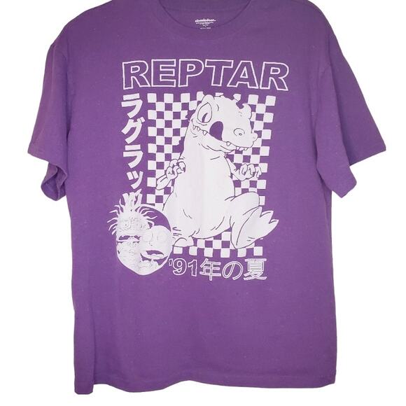 Nickelodeon Rugrats Reptar '91 Retro Style Purple Tee w/ Japanese Text Y:L A:S - Picture 1 of 10
